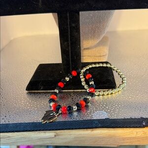 Elegant Halloween Red and Black Beaded Bracelet Set​